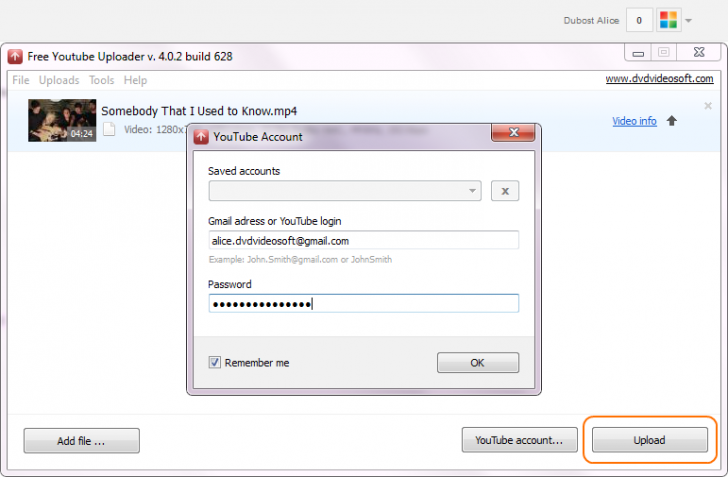 โปรแกรมช่วยอัพโหลดคลิป Free YouTube Uploader