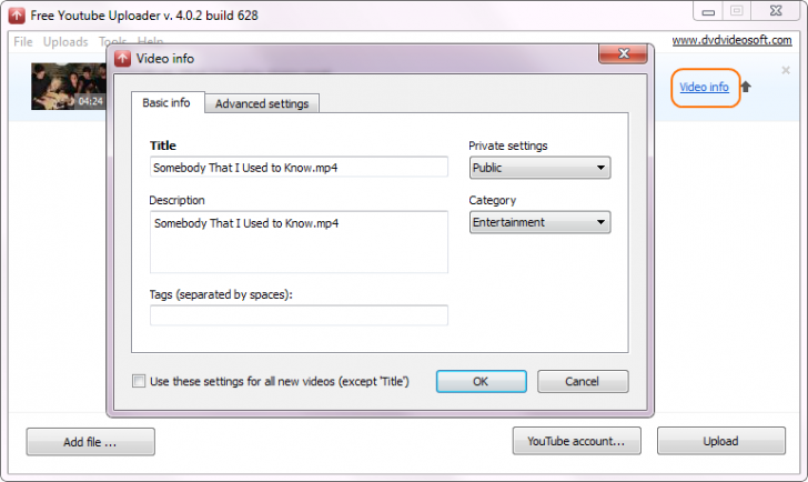 โปรแกรมช่วยอัพโหลดคลิป Free YouTube Uploader