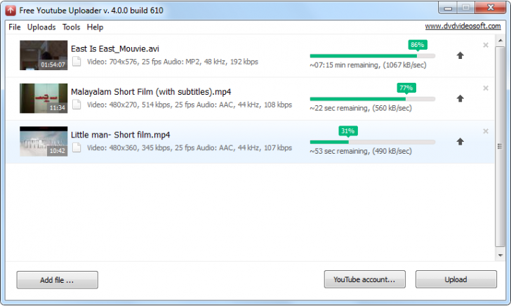 โปรแกรมช่วยอัพโหลดคลิป Free YouTube Uploader