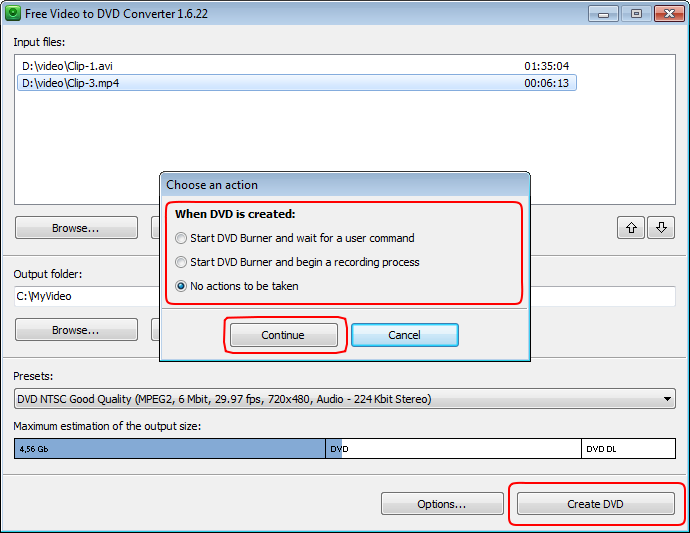 โปรแกรมแปลงไฟล์วิดีโอ Free Video to DVD Converter