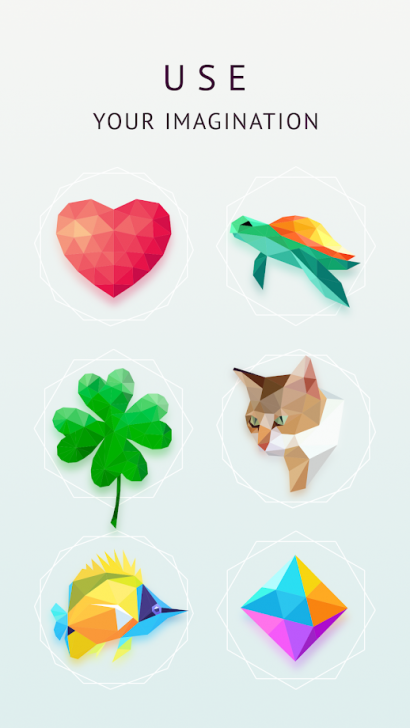 App เกมส์หมุนหาเหลี่ยมเรียงภาพ Polysphere