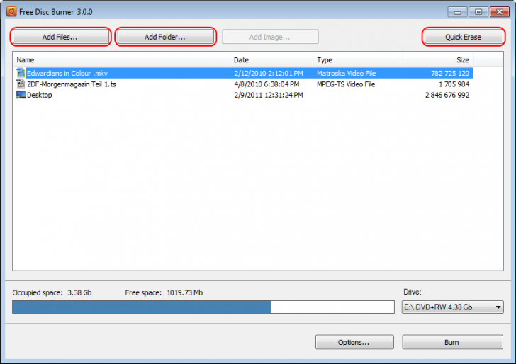 โปรแกรมไรท์แผ่น Free Disc Burner