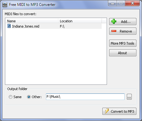 โปรแกรมแปลงไฟล์เสียง Free MIDI to MP3 Converter โปรแกรมแปลงไฟล์เสียง Free MIDI to MP3 Converter