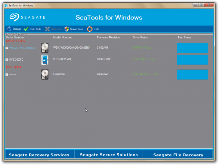 โปรแกรมตรวจสอบฮาร์ดดิสก์ SeaTools