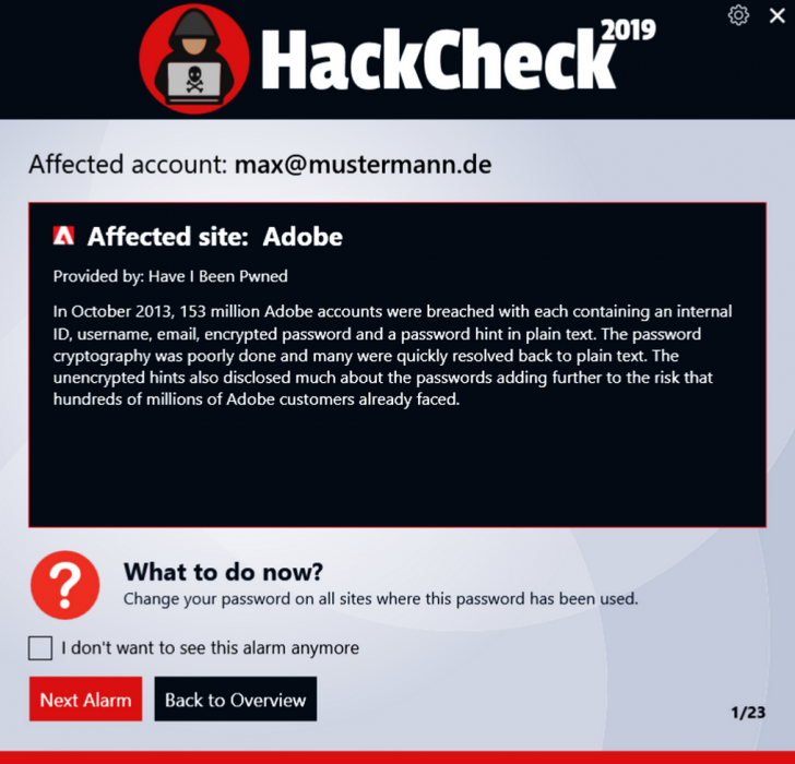 โปรแกรมตรวจสอบอีเมลว่าโดน Hack หรือไม่  HackCheck 