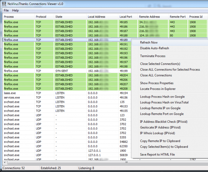 โปรแกรมตรวจสอบเน็ตเวิร์ค Connections Viewer