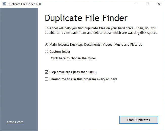 โปรแกรมหาไฟล์ซ้ำ Ertons Duplicate File Finder โปรแกรมหาไฟล์ซ้ำ Ertons Duplicate File Finder