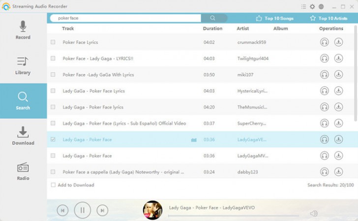Streaming Audio Recorder (โปรแกรมบันทึกเสียงวิทยุออนไลน์ วิดีโอออนไลน์ ฟรี) : 