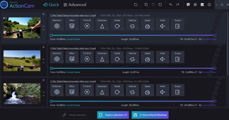 โปรแกรมตัดต่อวิดีโอ Ashampoo ActionCam