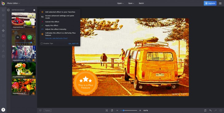 โปรแกรมแต่งรูปออนไลน์ BeFunky