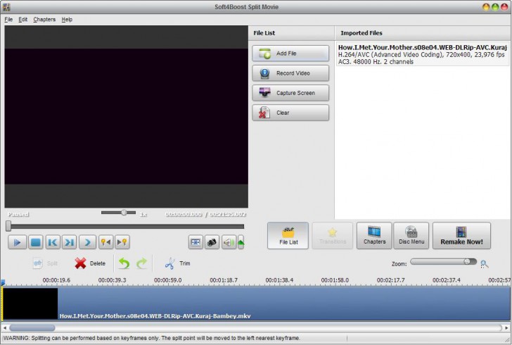 โปรแกรมตัดแบ่งไฟล์วิดีโอ Soft4Boost Split Movie