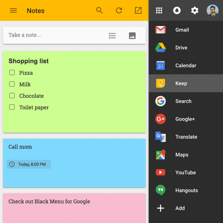 โปรแกรมส่วนเสริมเมนูลัด Black Menu
