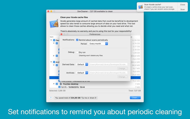 DevCleaner (โปรแกรม DevCleaner เคลียร์พื้นที่แคช ไฟล์ข้อมูล Xcode บน Mac) : DevCleaner (โปรแกรม DevCleaner เคลียร์พื้นที่แคช ไฟล์ข้อมูล Xcode บน Mac) :