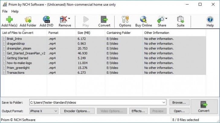 โปรแกรมแปลงไฟล์วิดีโอ Prism Plus Video Converter