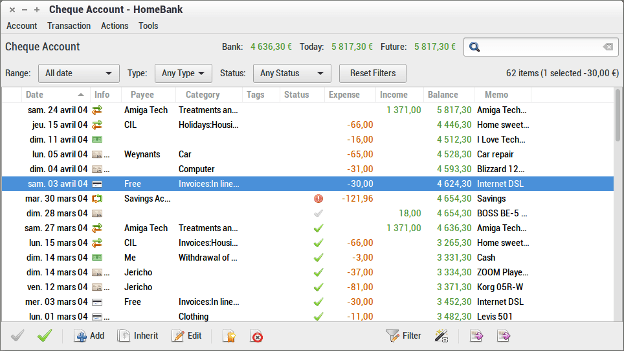 โปรแกรมบันทึกรับจ่าย HomeBank โปรแกรมบันทึกรับจ่าย HomeBank