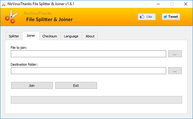 โปรแกรมหั่นไฟล์ รวมไฟล์ File Splitter and Joiner