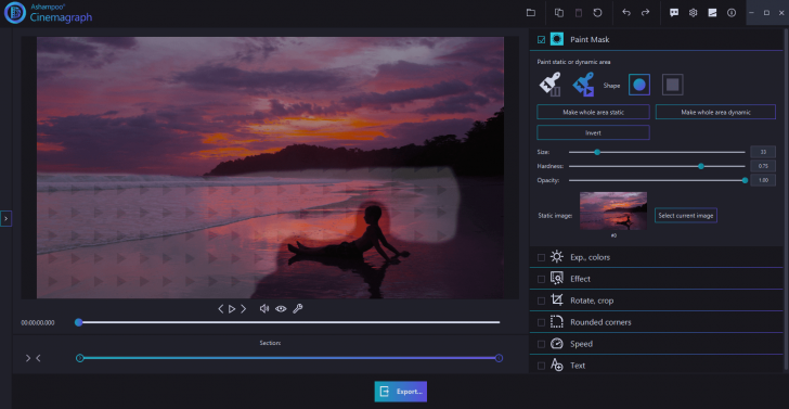 โปรแกรมแต่งรูปให้เคลื่อนไหว Ashampoo Cinemagraph