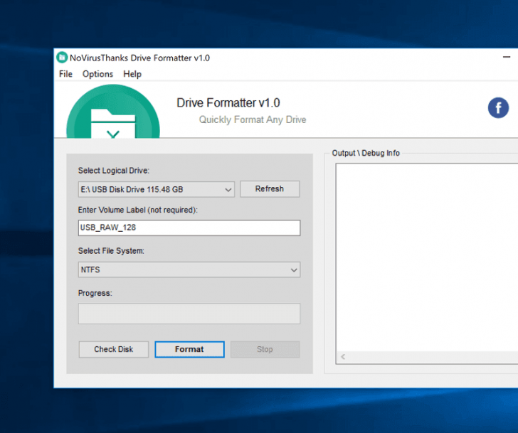 โปรแกรมฟอร์แมตไดรฟ์ Drive Formatter