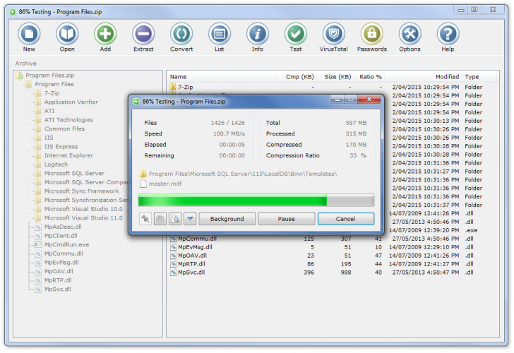 โปรแกรมบีบอัดไฟล์ Zipware