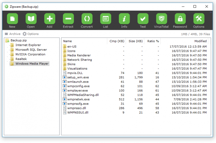 Zipware (โปรแกรม Zipware รวมไฟล์ แตกไฟล์ Zip บน PC อย่างง่าย) : 