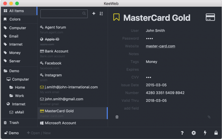 โปรแกรมจัดการรหัสผ่าน KeeWeb