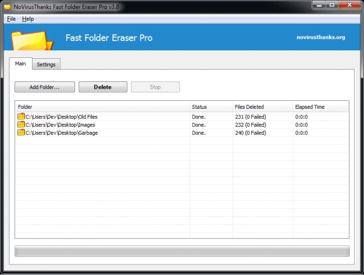 โปรแกรมลบโฟลเดอร์ Fast Folder Eraser