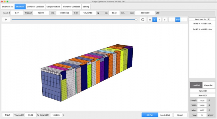 โปรแกรมคำนวณการจัดเรียงสินค้า Cargo Optimizer Standard