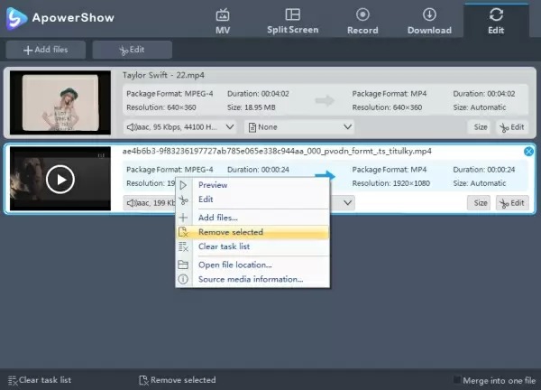 โปรแกรมตัดต่อวิดีโอ ApowerShow