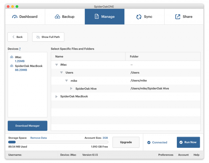 โปรแกรมสำรองข้อมูล SpiderOakONE