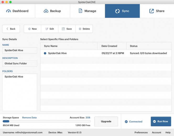 โปรแกรมสำรองข้อมูล SpiderOakONE