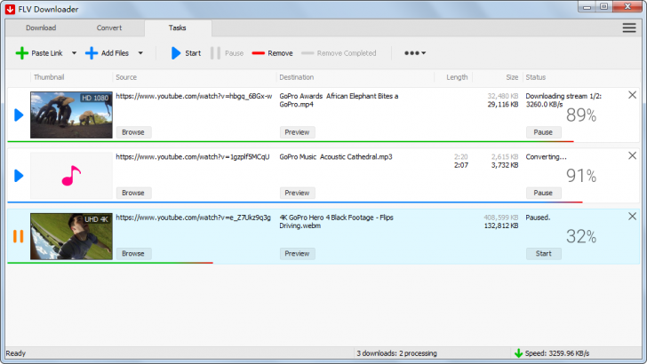 โปรแกรมโหลดวิดีโอ แปลงวิดีโอ FLV Downloader