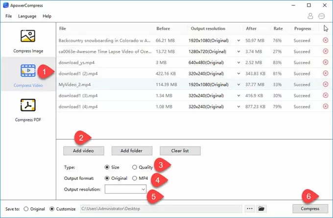 โปรแกรมบีบอัดไฟล์ ApowerCompress โปรแกรมบีบอัดไฟล์ ApowerCompress