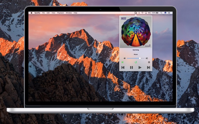 MusicBar (โปรแกรม MusicBar ย่อเครื่องเล่นเพลง Spotify ลงในเมนูบาร์ บน Mac) : 