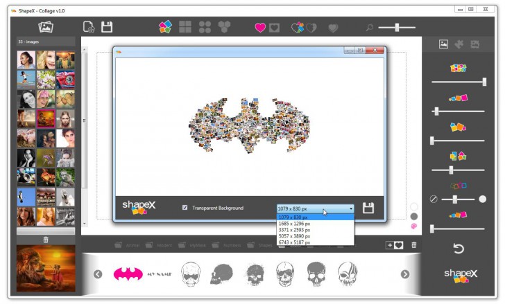 ShapeX (โปรแกรมแต่งรูป ShapeX รวมรูปภาพ สร้างภาพเป็นรูปร่างต่างๆ สวย ใช้ฟรี) : 