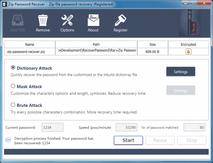 โปรแกรมกู้รหัสผ่านไฟล์ ZIP Password Recover โปรแกรมกู้รหัสผ่านไฟล์ ZIP Password Recover