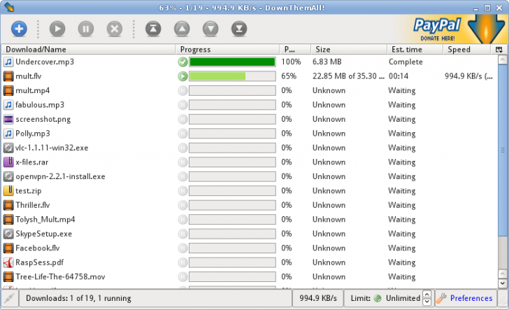 โปรแกรมช่วยดาวน์โหลด DownThemAll