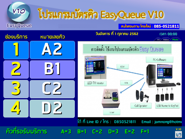 โปรแกรมระบบคิว โปรแกรมบัตรคิว Easy Queue