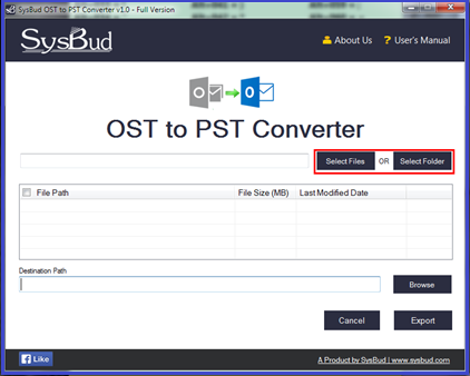 SysBud OST to PST Converter (โปรแกรมแปลงไฟล์อีเมล OST to PST) : 