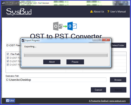 โปรแกรมแปลงไฟล์อีเมล SysBud OST to PST Converter