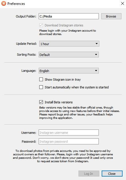 โปรแกรมช่วยดาวน์โหลดรูปจาก Instagram 4K Stogram