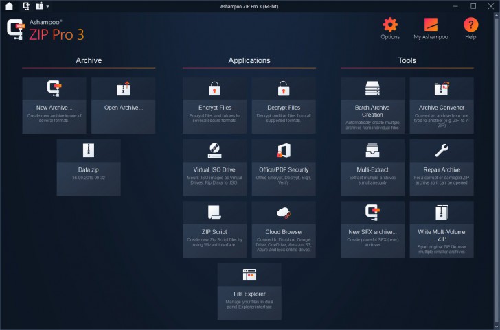 โปรแกรมบีบอัดไฟล์ คลายไฟล์ Ashampoo ZIP Pro