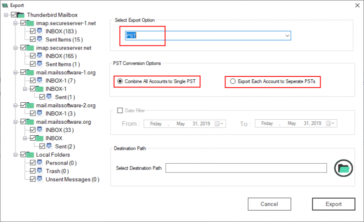 MailsSoftware Thunderbird to Outlook (โปรแกรมแปลงไฟล์ Thunderbird MBOX เป็น PST) : 