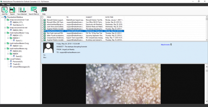 โปรแกรมแปลงไฟล์อีเมล MailsSoftware Thunderbird to Outlook