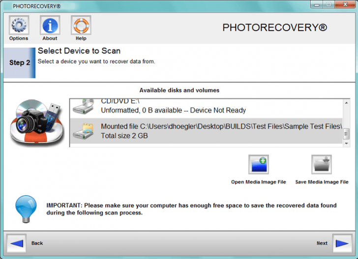 โปรแกรมกู้ข้อมูลรูปภาพ PHOTORECOVERY Standard