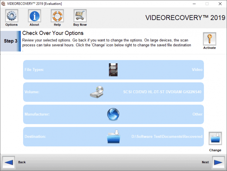 โปรแกรมกู้ไฟล์วิดีโอ VIDEORECOVERY Standard 2019