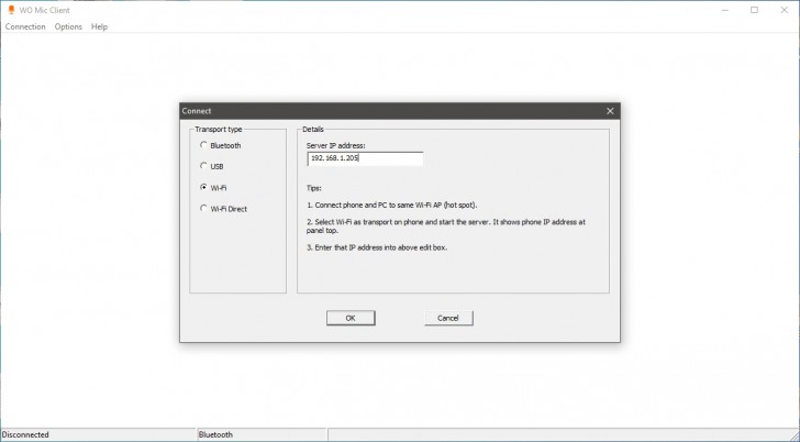 โปรแกรมเปลี่ยนโทรศัพท์มือถือเป็นไมโครโฟน WO Mic
