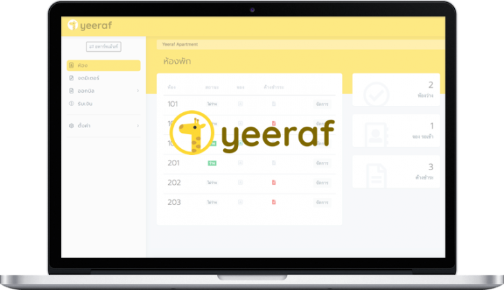 โปรแกรมอพาร์ทเม้นท์ หอพัก yeeraf Apartment Management System