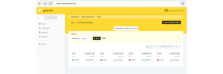 yeeraf Apartment Management System (ระบบจัดการอพาร์ทเม้นท์ หอพัก ห้องเช่าออนไลน์) : 