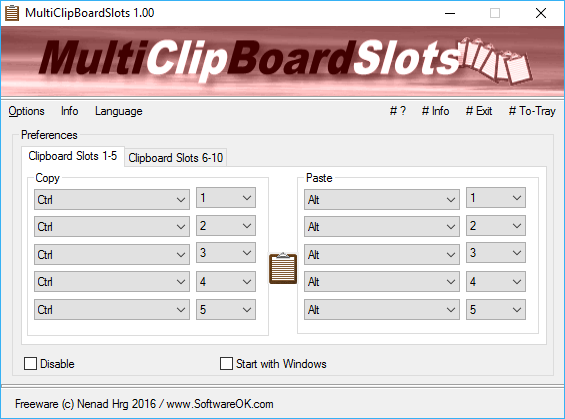 โปรแกรมบันทึกคลิปบอร์ด MultiClipBoardSlots โปรแกรมบันทึกคลิปบอร์ด MultiClipBoardSlots