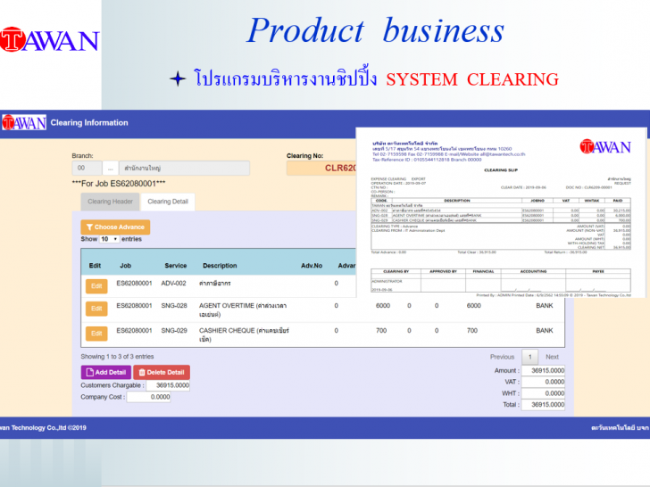 โปรแกรมบริหารงานด้านชิปปิ้ง TAWANASP